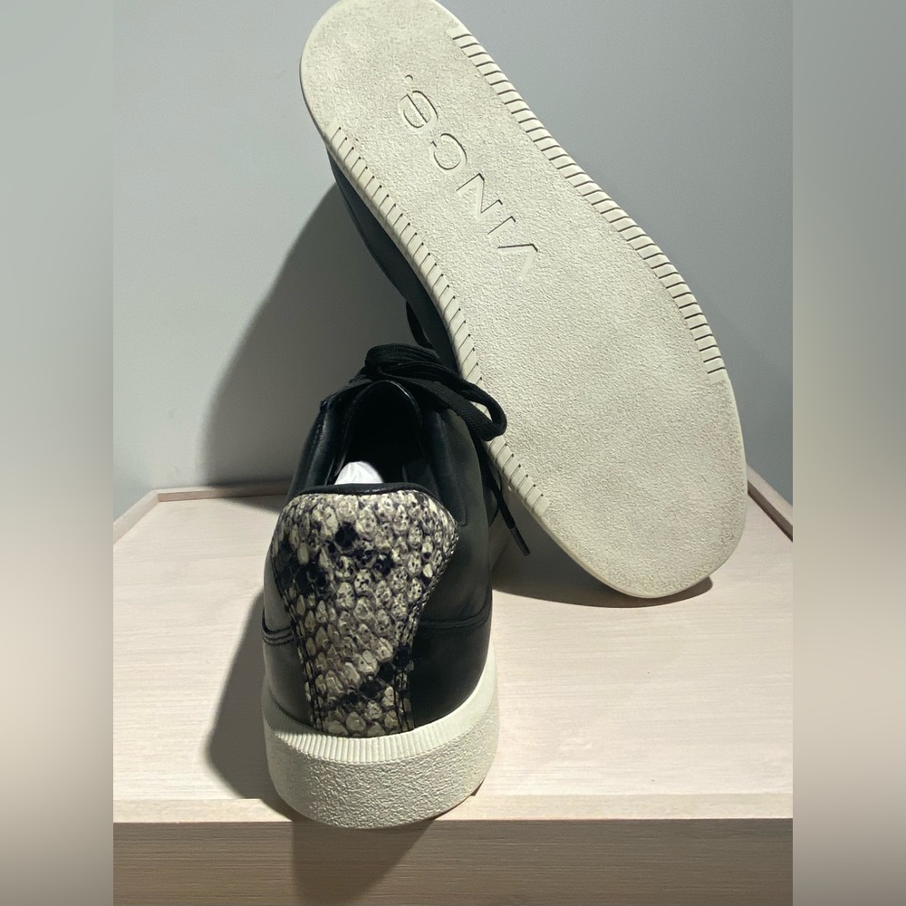 Vince Low Top Leather Lace-Up Sneaker with Snakeskin Accent - Picture 4 of 8